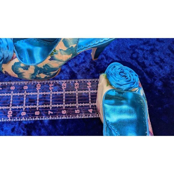 Rampage rosette heels, blue floral Size 10 M platform slingback shoes - Picture 5 of 5